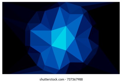 DARK BLUE vector polygonal illustration, which consist of triangles with a gemstone in center. Triangular design of a huge diamond for your business. Creative geometric background of gems.