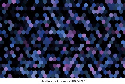 Dark BLUE vector polygonal illustration, which consist of hexagons. Hexagonal pattern for your business design. Geometric background in Origami style with gradient. 