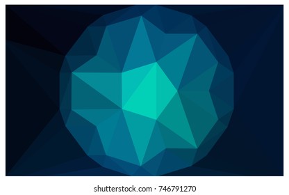 DARK BLUE vector polygonal illustration, which consist of triangles with a gemstone in center. Triangular design of a huge diamond for your business. Creative geometric background of gems.