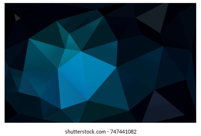 DARK BLUE vector polygonal illustration, which consist of triangles. Triangular pattern for your business design. Geometric background in Origami style with gradient. 