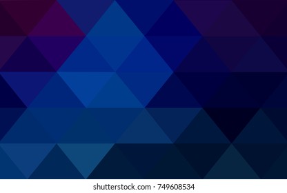 DARK BLUE vector polygonal illustration, which consist of triangles. Triangular pattern for your business design. Geometric background in Origami style with gradient. 