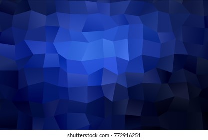 Dark BLUE vector polygonal illustration, which consist of rectangles. Rectangular pattern for your business design. Geometric background in Origami style with gradient. 