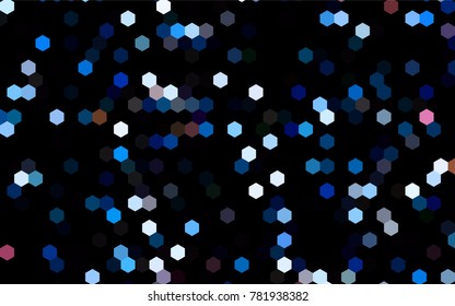 Dark BLUE vector polygonal illustration, which consist of hexagons. Hexagonal pattern for your business design. Geometric background in Origami style with gradient. 