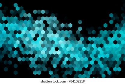 Dark BLUE vector polygonal illustration, which consist of hexagons. Hexagonal pattern for your business design. Geometric background in Origami style with gradient. 