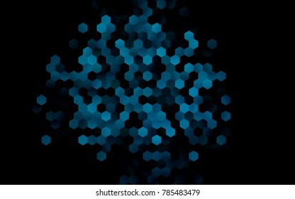 Dark BLUE vector polygonal illustration, which consist of hexagons. Hexagonal pattern for your business design. Geometric background in Origami style with gradient. 