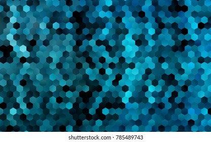 Dark BLUE vector polygonal illustration, which consist of hexagons. Hexagonal pattern for your business design. Geometric background in Origami style with gradient. 