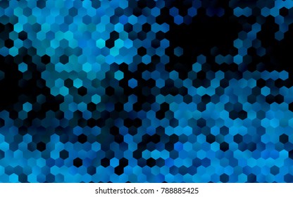 Dark BLUE vector polygonal illustration, which consist of hexagons. Hexagonal design for your business. Creative geometric background in Origami style with gradient