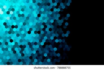 Dark BLUE vector polygonal illustration, which consist of hexagons. Hexagonal pattern for your business design. Geometric background in Origami style with gradient. 