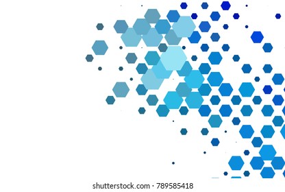 Dark BLUE vector polygonal illustration, which consist of hexagons. Hexagonal pattern for your business design. Geometric background in Origami style with gradient. 