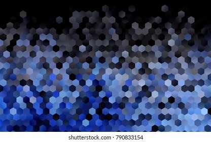 Dark BLUE vector polygonal illustration, which consist of hexagons. Hexagonal design for your business. Creative geometric background in Origami style with gradient