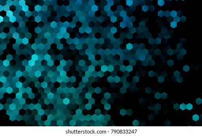 Dark BLUE vector polygonal illustration, which consist of hexagons. Hexagonal pattern for your business design. Geometric background in Origami style with gradient. 