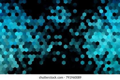 Dark BLUE vector polygonal illustration, which consist of hexagons. Hexagonal pattern for your business design. Geometric background in Origami style with gradient. 