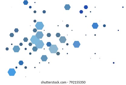 Dark BLUE vector polygonal illustration, which consist of hexagons. Hexagonal pattern for your business design. Geometric background in Origami style with gradient. 