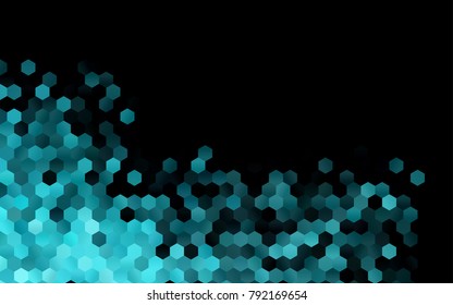 Dark BLUE vector polygonal illustration, which consist of hexagons. Hexagonal pattern for your business design. Geometric background in Origami style with gradient. 