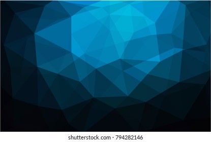 DARK BLUE vector polygonal illustration, which consist of triangles. Triangular design for your business. Creative geometric background in Origami style with gradient