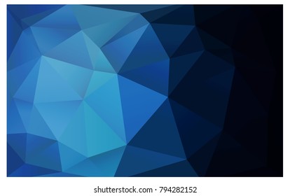 DARK BLUE vector polygonal illustration, which consist of triangles. Triangular pattern for your business design. Geometric background in Origami style with gradient. 