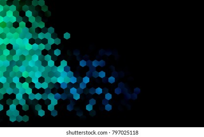 Dark BLUE vector polygonal illustration, which consist of hexagons. Hexagonal pattern for your business design. Geometric background in Origami style with gradient. 