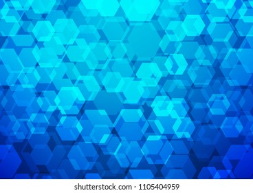 Dark BLUE vector polygonal pattern. hexagonal geometric sample with gradient.  The best hexagonal design for your business.