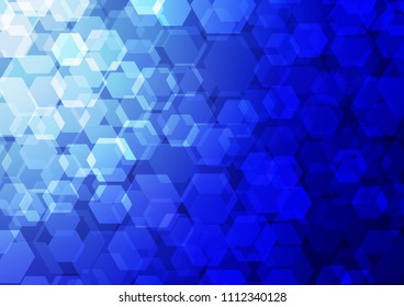 Dark BLUE vector polygonal pattern. hexagonal geometric sample with gradient.  Brand new design for your business.