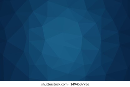 Dark BLUE vector polygonal pattern. A completely new color illustration in a vague style. The best triangular design for your business.