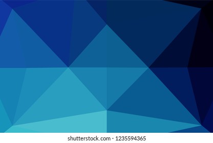 Dark BLUE vector polygonal template. Creative geometric illustration in Origami style with gradient. The textured pattern can be used for background.