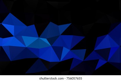 Dark BLUE vector polygonal template. Shining illustration, which consist of triangles. The best triangular design for your business.