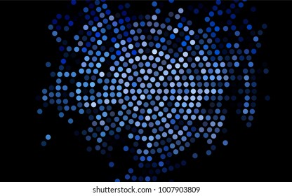 Dark BLUE vector red banner with set of circles, dots. Donuts Background. Creative Design Template. Technological halftone illustration.