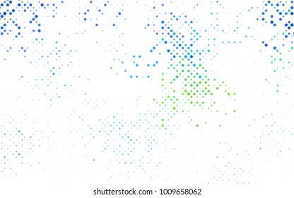 Dark BLUE vector red banner with set of circles, dots. Donuts Background. Creative Design Template. Technological halftone illustration.