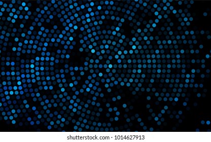 Dark BLUE vector red banner with set of circles, dots. Donuts Background. Creative Design Template. Technological halftone illustration.