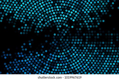 Dark BLUE vector red banner with set of circles, dots. Donuts Background. Creative Design Template. Technological halftone illustration.
