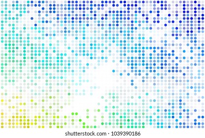 Dark BLUE vector red banner with set of circles, dots. Donuts Background. Creative Design Template. Technological halftone illustration.