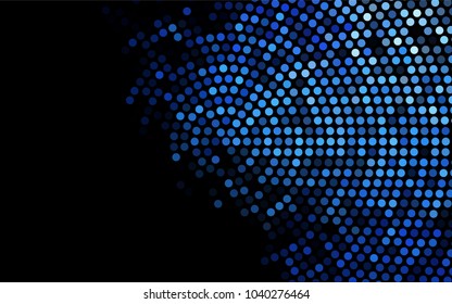 Dark BLUE vector red banner with set of circles, dots. Donuts Background. Creative Design Template. Technological halftone illustration.