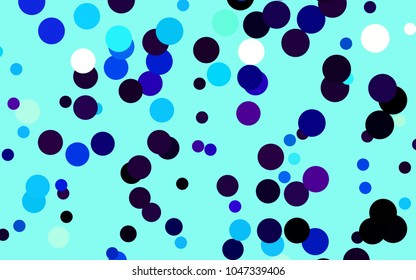 Dark BLUE vector red banner with set of circles, dots. Donuts Background. Creative Design Template. Technological halftone illustration.