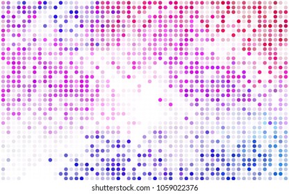 Dark BLUE vector red banner with set of circles, dots. Donuts Background. Creative Design Template. Technological halftone illustration.