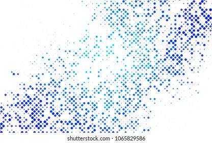 Dark BLUE vector red banner with set of circles, dots. Donuts Background. Creative Design Template. Technological halftone illustration.