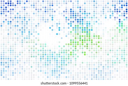 Dark BLUE vector red banner with set of circles, dots. Donuts Background. Creative Design Template. Technological halftone illustration.