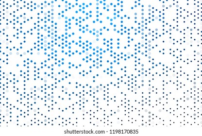 Dark BLUE vector red banner with set of circles, dots. Donuts Background. Creative Design Template. Technological halftone illustration.