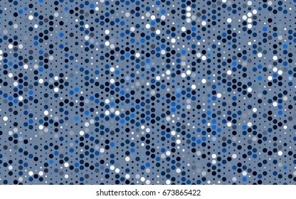 Dark BLUE vector red banner with set of circles, dots. Donuts Background. Creative Design Template. Technological halftone illustration.