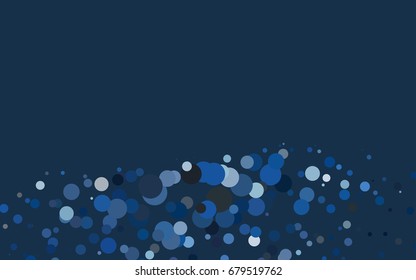 Dark BLUE vector red banner with set of circles, dots. Donuts Background. Creative Design Template. Technological halftone illustration.