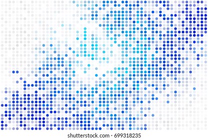 Dark BLUE vector red banner with set of circles, dots. Donuts Background. Creative Design Template. Technological halftone illustration.