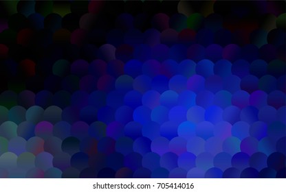 Dark BLUE vector red banner with set of circles, dots. Donuts Background. Creative Design Template. Technological halftone illustration.