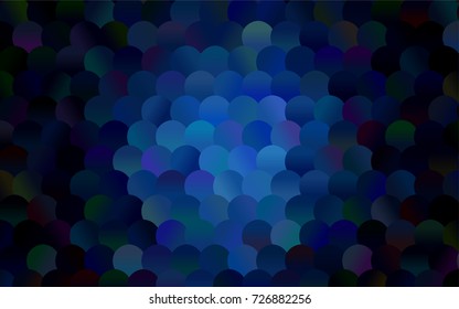 Dark BLUE vector red banner with set of circles, dots. Donuts Background. Creative Design Template. Technological halftone illustration.