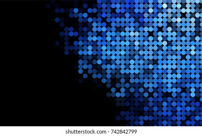 Dark BLUE vector red banner with set of circles, dots. Donuts Background. Creative Design Template. Technological halftone illustration.