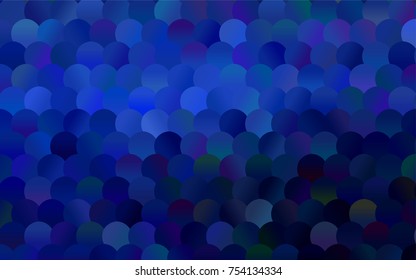 Dark BLUE vector red banner with set of circles, dots. Donuts Background. Creative Design Template. Technological halftone illustration.