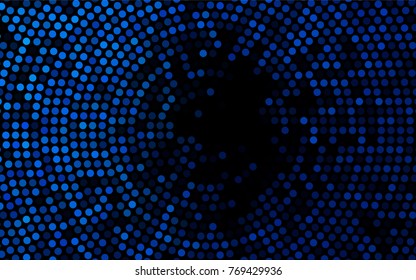 Dark BLUE vector red banner with set of circles, dots. Donuts Background. Creative Design Template. Technological halftone illustration.