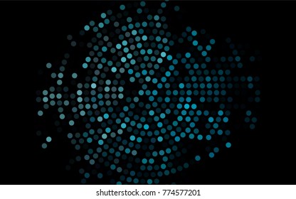 Dark BLUE vector red banner with set of circles, dots. Donuts Background. Creative Design Template. Technological halftone illustration.