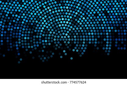 Dark BLUE vector red banner with set of circles, dots. Donuts Background. Creative Design Template. Technological halftone illustration.