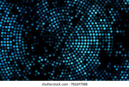 Dark BLUE vector red banner with set of circles, dots. Donuts Background. Creative Design Template. Technological halftone illustration.