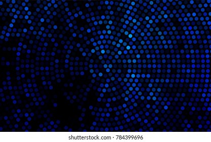 Dark BLUE vector red banner with set of circles, dots. Donuts Background. Creative Design Template. Technological halftone illustration.