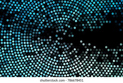 Dark BLUE vector red banner with set of circles, dots. Donuts Background. Creative Design Template. Technological halftone illustration.